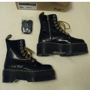 Dr. Doc Martens 'Jadon Max' Platform Boots Black Buttero US Sz 7 Authentic NIB